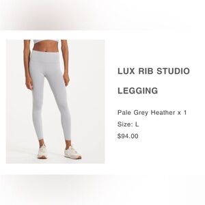 Vuori Pale Grey Heather Lux Ribbed Studio Legging